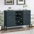 thumbnail image 2 of FESTIVO 42" Modern Wine Cabinet with Metal Glass Rack and Drawers - Navy Blue, 2 of 11
