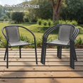 thumbnail image 4 of QRKD Outdoor Chairs Stackable - Set of 4 Indoor Outdoor Dining Rattan Chairs Curved Back, All Weather Bistro Patio Chairs, Grey, 4 of 16