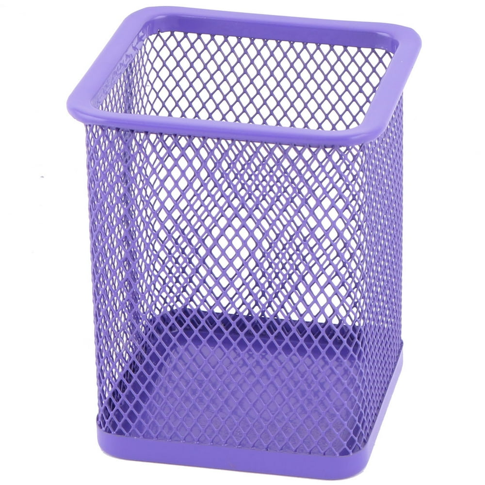 Unique BargainsDesktop Metal Mesh Square Pen Pencil Storage Container