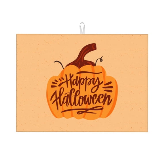 Microfiber Drying Mat, Happy Halloween Pumpkin Print Dish Drying Mat for Kitchen Counter, 18 x 24 inches