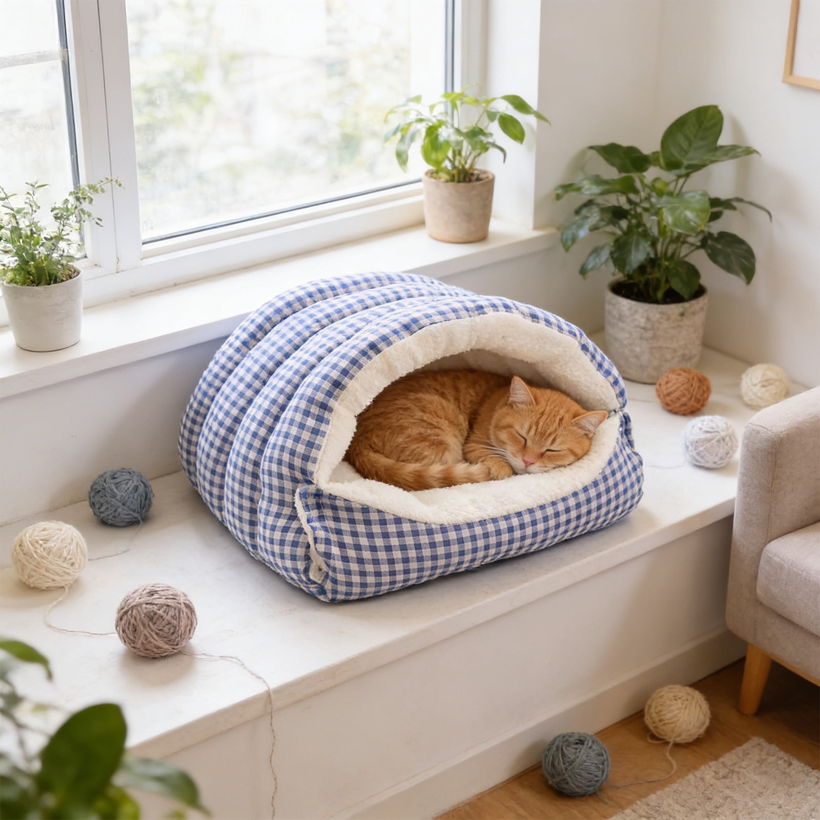 Lunxisen 3 Pcs Dog Bed Self Warming Puppy House Cozy Cat Sleeping Tent Cave Beds Indoor Kitten Nest Kennel Hut for Small Medium Dog Cats(L)