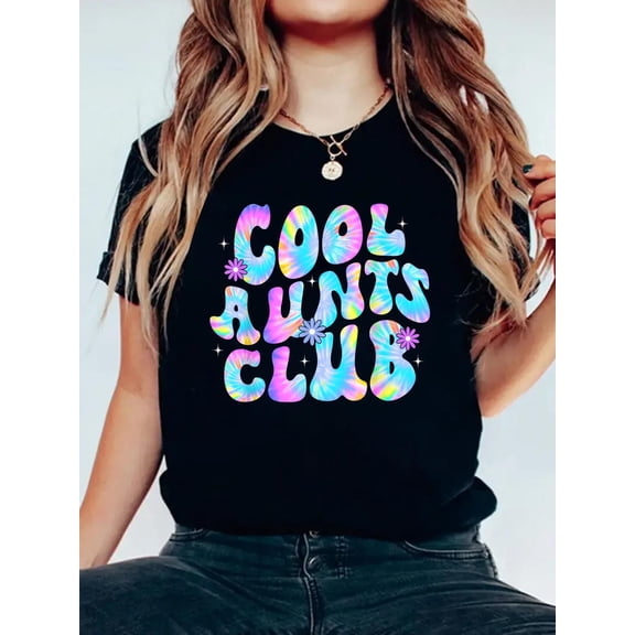 Aunt Auntie Mother's Day Cool Aunts Club Groovy Tie Dye T-Shirt