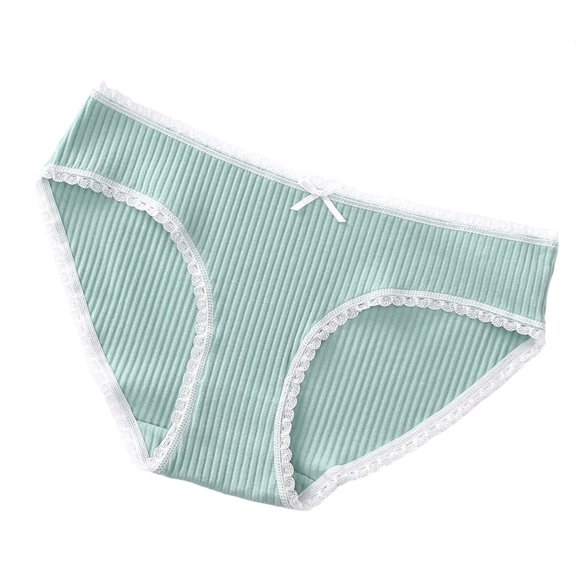 Jamicy Underwear for Women Bow Thongs Mid Waist Panties V-Shape Design Floral Lace Lightweight Comfort Underwear Breathable Panties