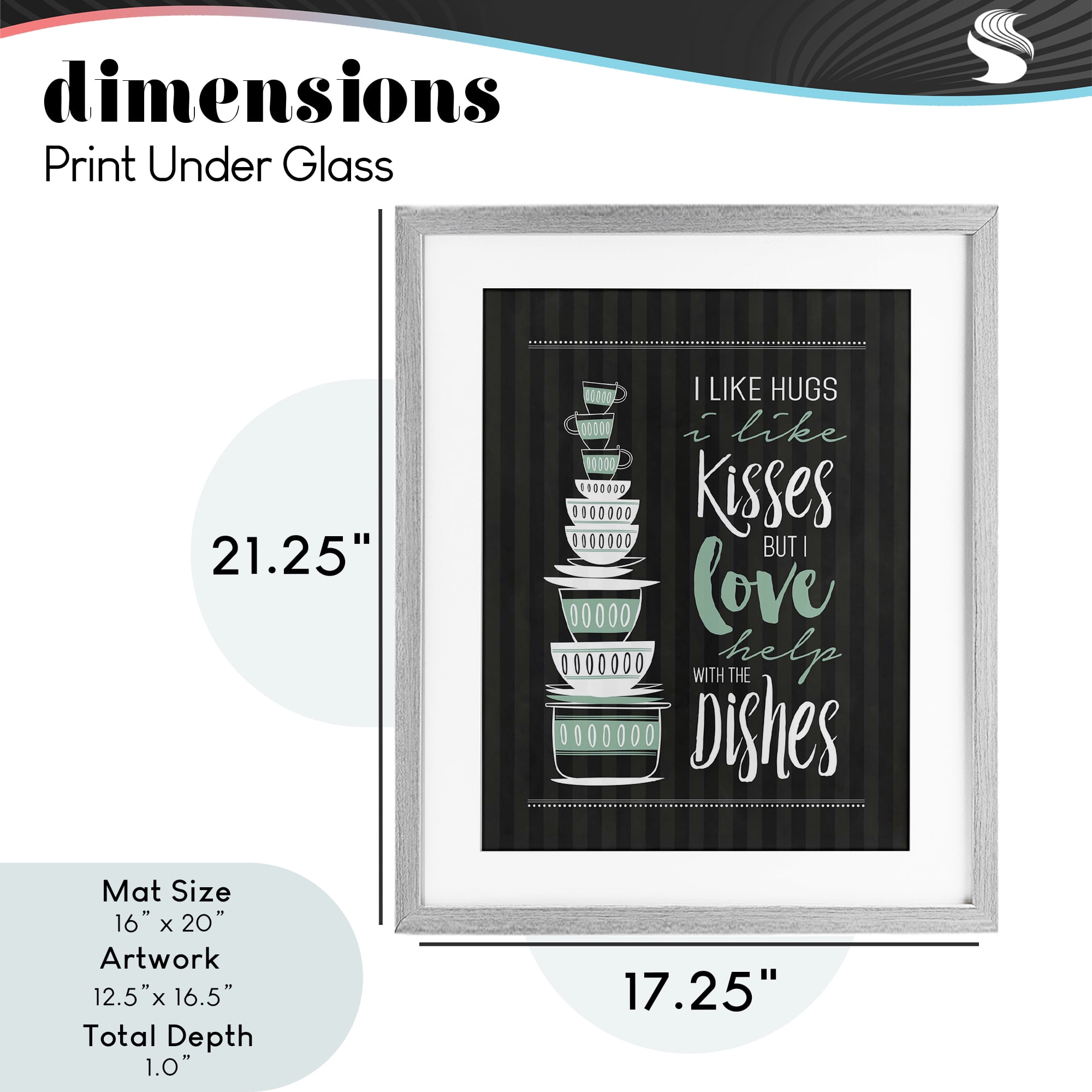 Love Help With Dishes Gray Framed Print Under Glass, design by Lettered and Lined