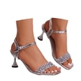 thumbnail image 3 of Fiaer Women's Rhinestone Shiny High Heels Backless Open Toe Summer Sandals for Party Club Prom Silver 8, 3 of 8