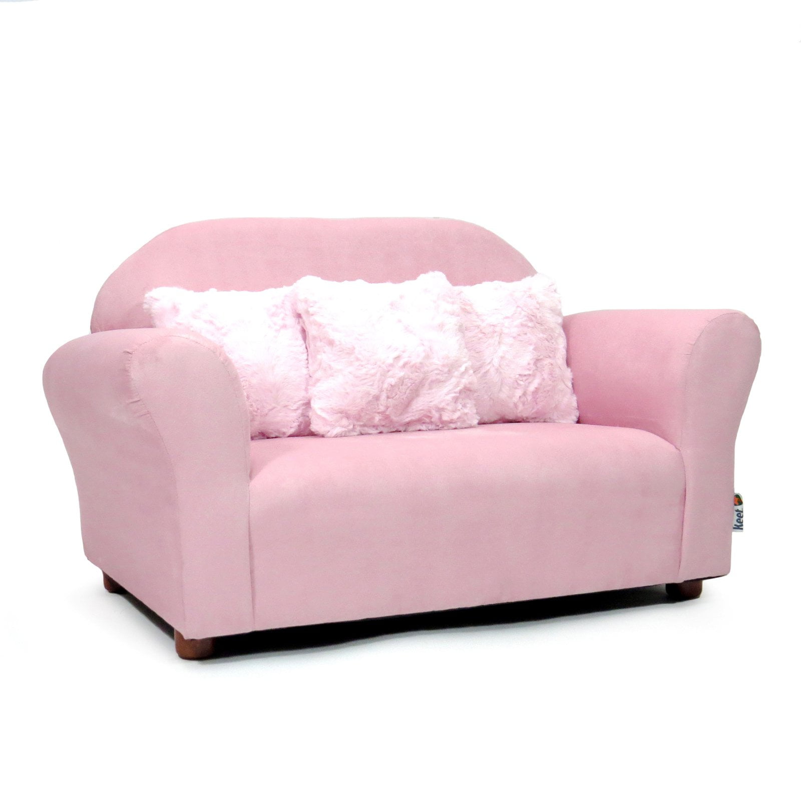 Keet Plush Kids Sofa with Accent Pillows - Pink