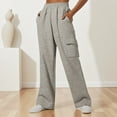 thumbnail image 2 of CPNG Girls' Fashion Cargo Pants Elastic Waist Wide Leg Baggy Casual Cargo Sweatpants Multi-Pocket Jogger(Light Ashy,8-9 Years), 2 of 7