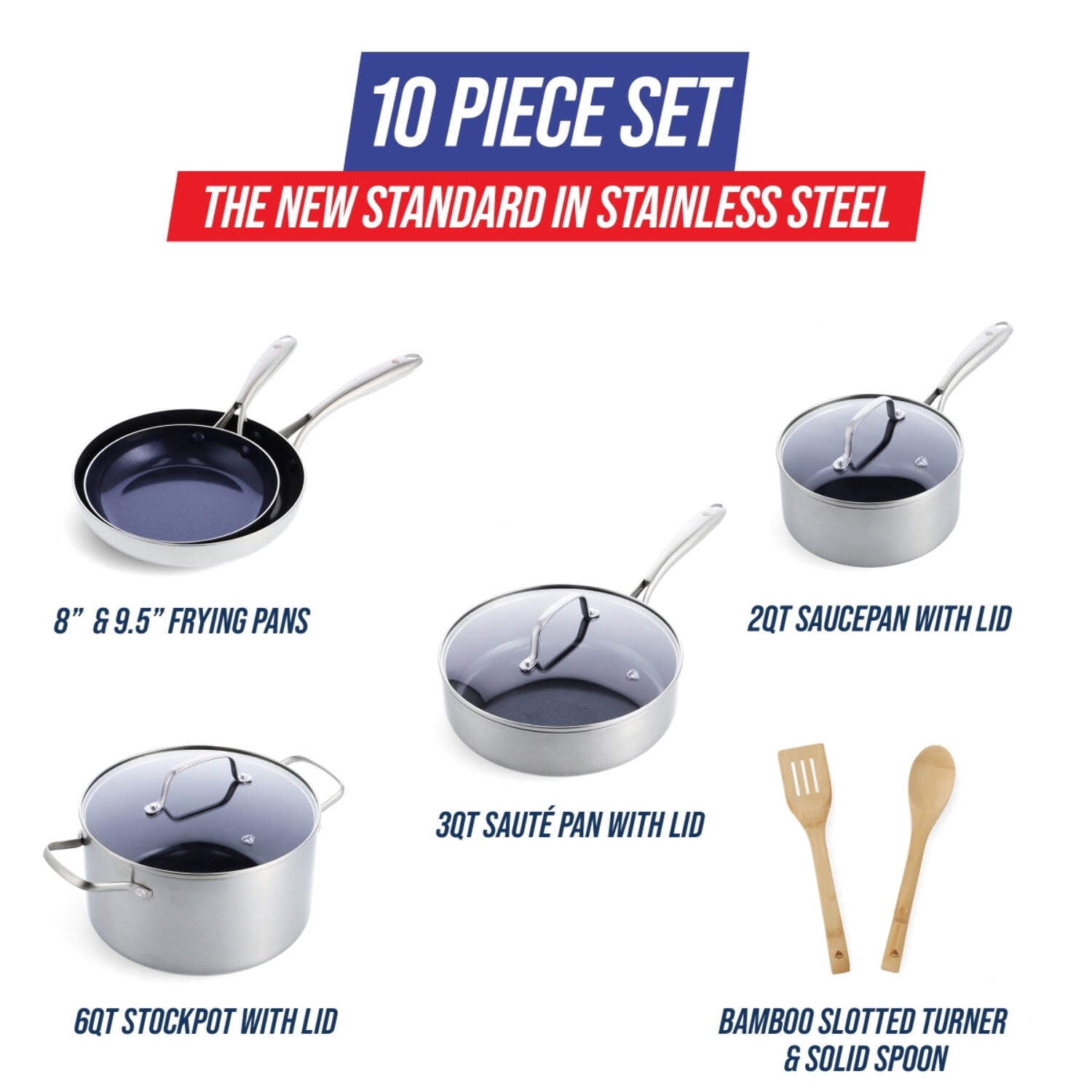 Blue Diamond HD Stainless Steel Clad Pro Cookware Set - Thumbnail 3