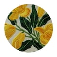 thumbnail image 4 of WYYP Yellow Flowers, Green Leaves Round Table Cover Outdoor Fitted 100% Polyester Fiber White, 4 of 8