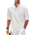 thumbnail image 4 of Men's Casual Shirt Long Sleeve Stand Collar Solid Color Shirt Mens Clothing, 4 of 10