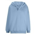 thumbnail image 4 of BSDJILFG V-Neck Hooded Sweatshirt for Juniors Loose Fit Hoodie Long Sleeve Solid Color Pullovers, 4 of 7