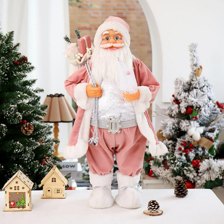 Gazechimp Christmas Santa Figurine, Pink Santa Claus Doll