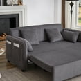 thumbnail image 4 of Convertible Sleeper Sofa Bed, 3-in-1 Corduroy Loveseat with Pull-Out Bed, Adjustable Backrest, Side Pocket, 4 Pillows, Sturdy Steel Frame, for Living Room, Apartment, Office, Grey, 4 of 10