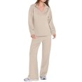 thumbnail image 2 of Conjuntos de Dos Piezas para Mujer, Moda de Otoño 2025, Pantalones Anchos, Conjunto de Estar por Casa, para Viajes y Vacaciones. Caqui Superficial XXL, 2 of 8