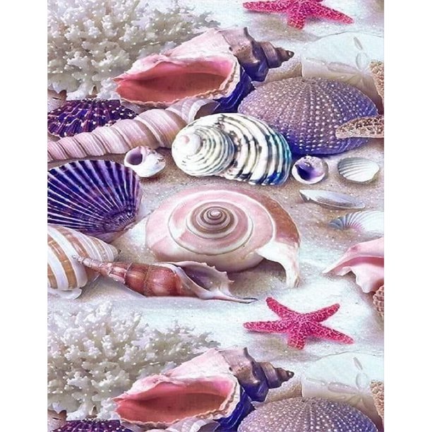 Mosaico de diamantes de concha de perla de playa, taladro redondo completo 5D DIY para pared de oficina y hogar FLhrweasw Nuevo