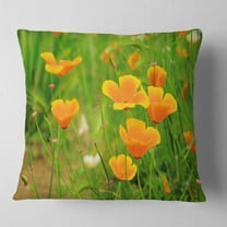 Designart Bright Yellow Poppy Flowers - Floral Throw Pillow - 18x18