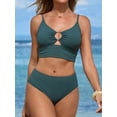 thumbnail image 3 of Sociala Women's High Waisted Ribbed Bikini Sets High Cut Bathing Suits Two Piece Sporty Cut Out Swimsuits, 3 of 8