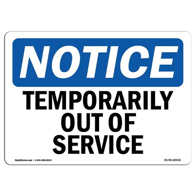 SignMission Avis de Mise hors Service Temporaire Panneau en Plastique OSHA