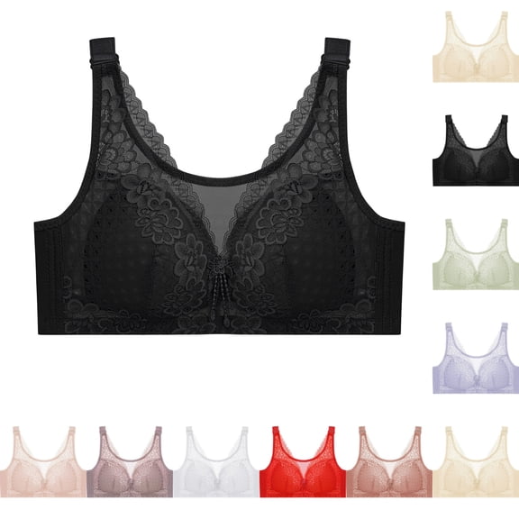 Lonomox Bras For Women Lace Wireless Bras Plus Size Thin Cup Adjustable Support Everyday Bras