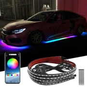 4 LED RGB Car Underglow Strip Light Kit Neon Tube Underbody Chasis Lamps Sound Sensor APP Remote Control