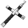 thumbnail image 2 of Bling Jewelry Mens Men's Two-Tone Black Cable Cross Pendant Necklace Silver Stainless Steel, 2 of 4