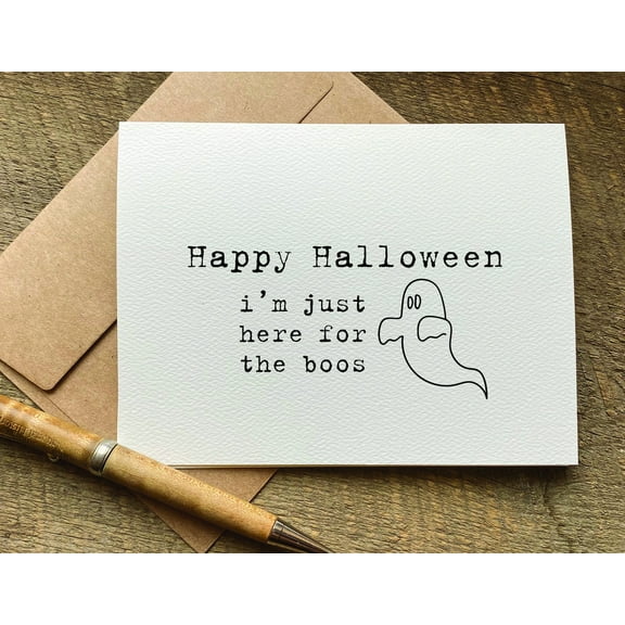 Happy Halloween Card – "I'm Just Here for the Boos" Design – Blank Inside with Envelope – Perfect for Spooky Greetings and Trick-or-Treat Wishes