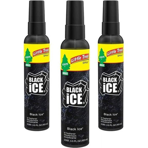 LITTLE TREES Spray Car Air Fresheners 3 Pack, Black Ice