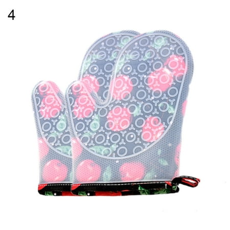 

UDIYO Kitchen Gloves Baking Mitts Heat Resistant Non-Slip Silicone Cotton Liner Double-layer Oven Gloves for Kitchen