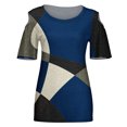thumbnail image 4 of Elegante mujer cuello redondo impresión manga corta camiseta blusa Tops sudadera OAVQHLG3B Store lin121212, 4 of 5
