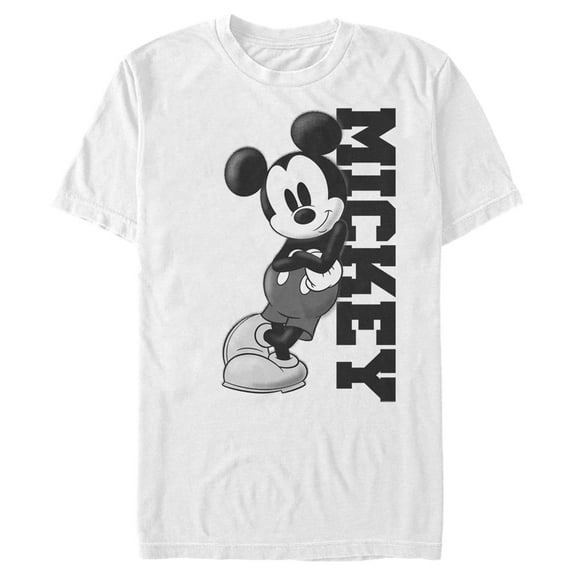 Men's Mickey & Friends Retro Leaning Graphic Tee White Large