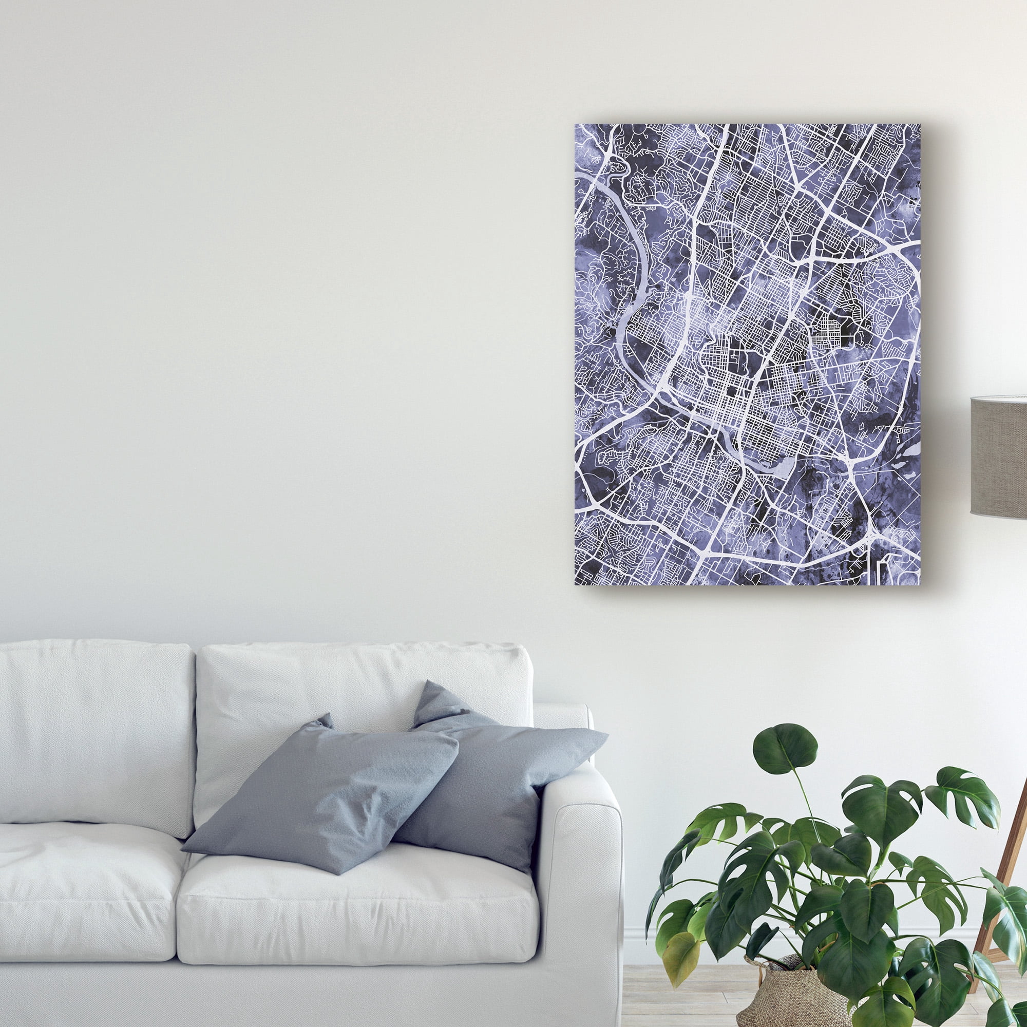 Trademark Fine Art 'Austin Texas City Map Blue' Canvas Art by Michael Tompsett