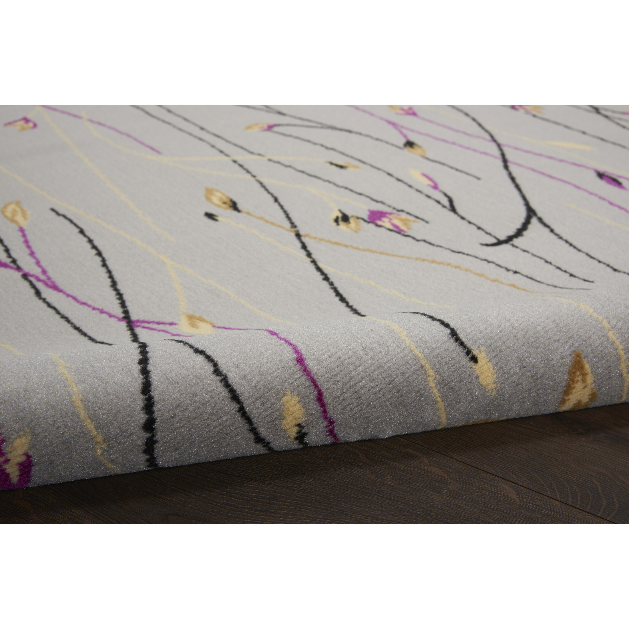 Nourison Grafix Transitional Botanical Grey 8' x ROUND Area Rug, (8' Round)
