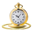 thumbnail image 1 of Classic Smooth Quartz Pocket Watch Arabic Numerals Scale Mens Womens Watch With Chain Christmas Graduation Birthday Fathers Day, 1 of 9
