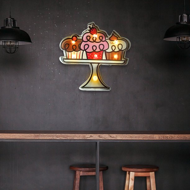 Lámpara Luces decorativas LED Luz de chapa de letrero que brilla intensamente con pilas para cocina Ndcxsfigh Para estrenar