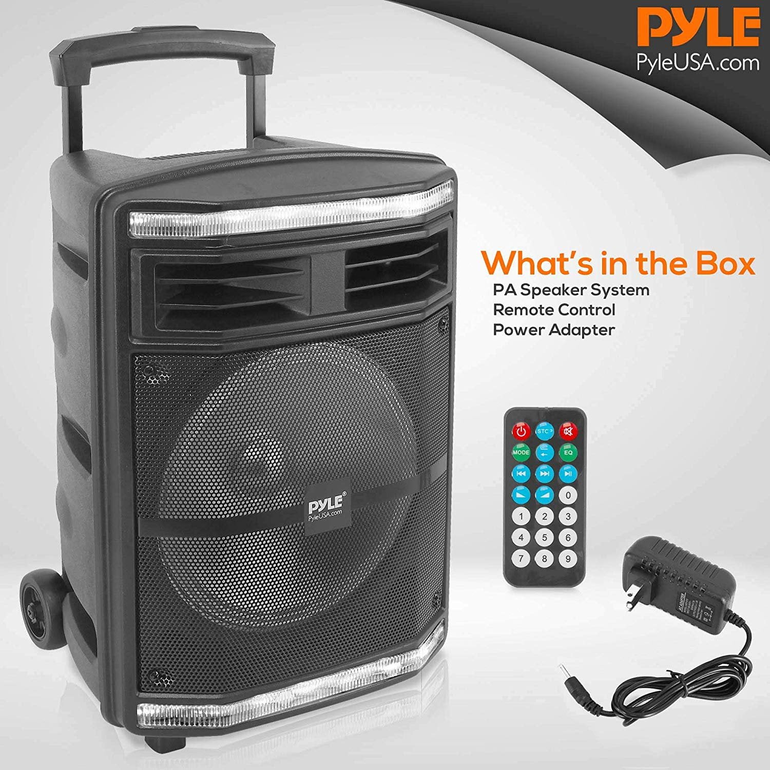 Pyle PPHP1044B - PA Speaker System - Portable Indoor / Outdoor Loudspeaker with , Flashing Party Lights, MP3/USB/Micro SD Readers, FM Radio (10’’ Subwoofer, 600 Watt)