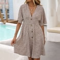 thumbnail image 1 of Qiopertar Robe Décontractée Sexy Mode Été Col en V Manches Courtes Ample Imprimée Grandes Économies de Vacances! Moins de 5$ jusqu'à 90 % de Réduction, 1 of 9