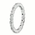 thumbnail image 3 of 925 Sterling Silver White Topaz Diamond Stackable Ring Birthstone April Gemstone, 3 of 8