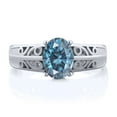 thumbnail image 2 of Gem Stone King 925 Sterling Silver Ring Persian Blue Oval Moissanite (1.38 Cttw) (Size 6), 2 of 4