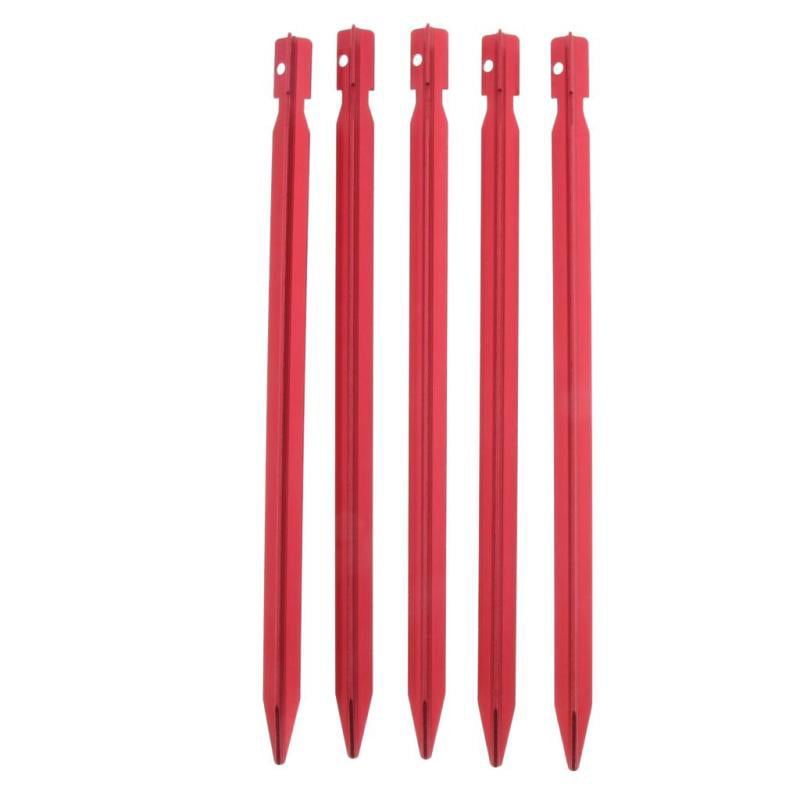 5pcs 23cm Aluminum Alloy Outdoor Camping Trip Tent Pegs Ground Nail Stakes 