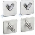 thumbnail image 1 of Juego de 4 ganchos multifuncionales de acero inoxidable con adhesivo 3M, gancho para cocina, baño, puerta del dormitorio, armario sin taladrar, 1 of 5