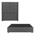 thumbnail image 1 of Box Base Cama Individual + Cabecera Nizza Gris Oscuro, 1 of 8