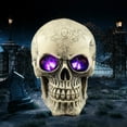 thumbnail image 2 of Skeleton Head Figurine Haunted House Props Halloween Skeleton Head Statue With LED Lights Novelty Resin Skeleton Head Figurine Haunted House Props Tabletop Desk  Decor, 2 of 6