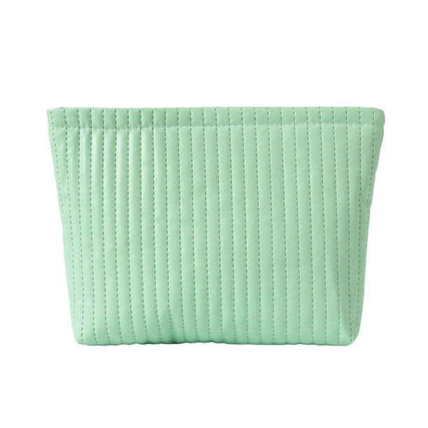 Bolsa de maquillaje impermeable para llevar en la mano, bolsa de cosméticos con bloques de colores a rayas, bolsa de aseo portátil para mujer, diseño a prueba de fugas, material de poliéster, varios