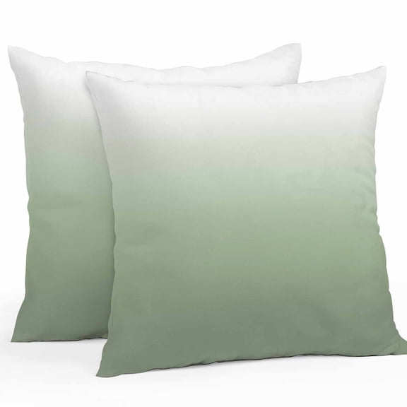 Sage Green Outdoor Pillow Covers Pack of 2 Green Gradient Ombre Color Waterproof Throw Pillow Covers Decorative Cushion Cases for Patio Garden Tent Balcony Couch 24x24 inch