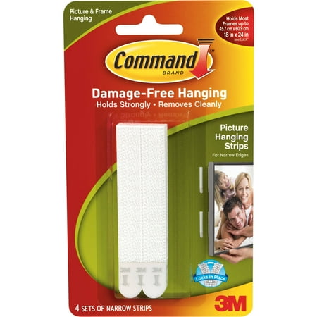 Command Narrow Picture Hanging Strips, White
