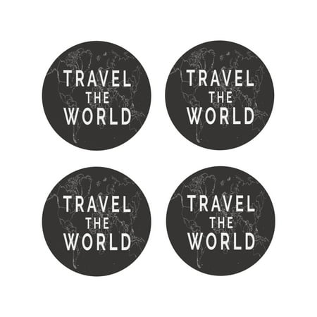 

Fuzoiu Travel The World1 Print Leather Coasters Set Drink Coasters Set of 4 for Tabletop Protection Durable PVC Coasters Home Décor and Housewarming Gift-Round Shape