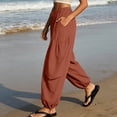 thumbnail image 6 of Noric Women Balloon Jogger Casual Pants High Waist Drawstring Elastic Waist Tie Hem Full Length with Pockets Lightweight Loose Fit Trousers, 6 of 9