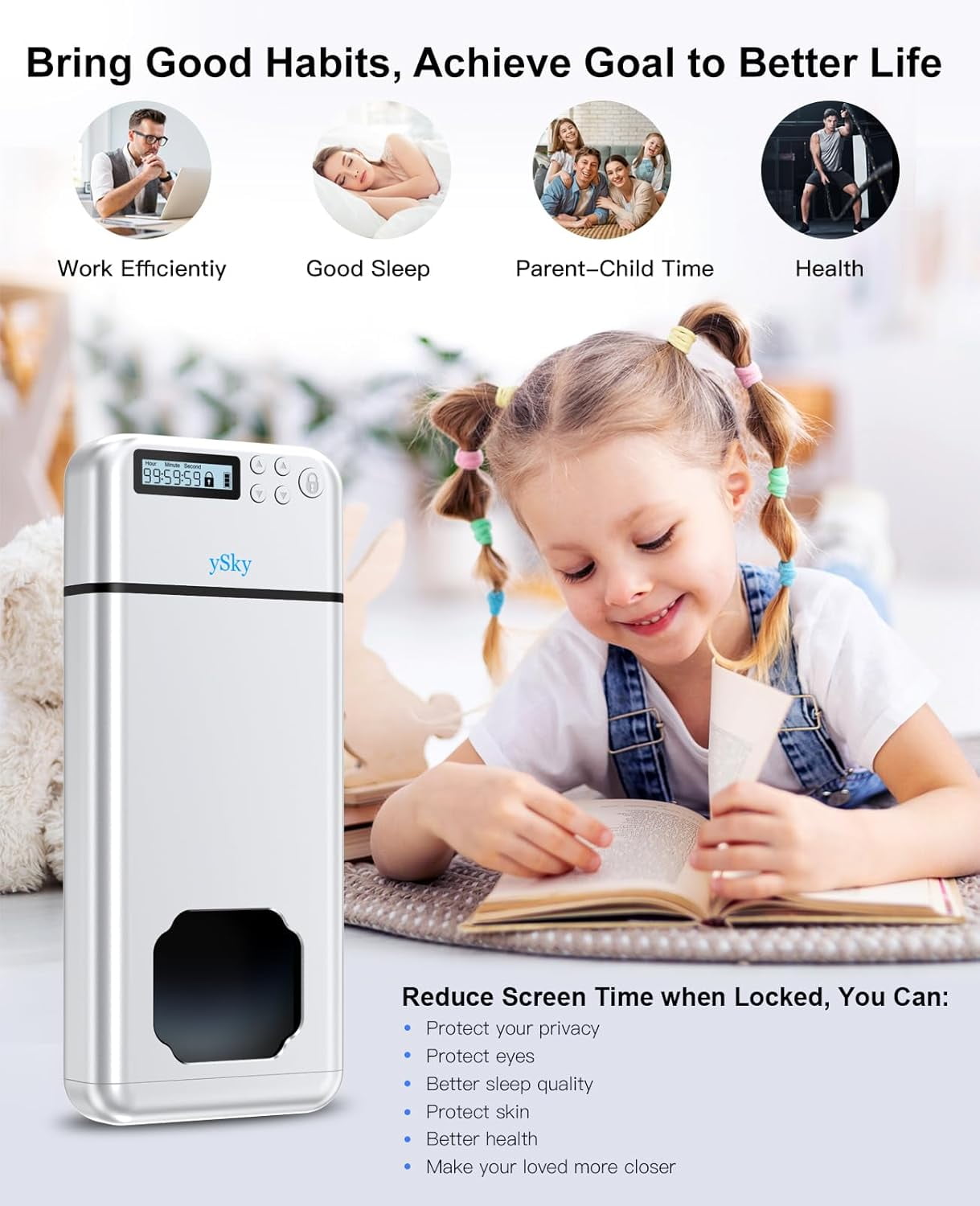 ySky Metal Cell Phone Lock Case with Timer,Portable Timed Phones Locker Box for iPhone and Android, Self-Control Help to Focus Back, Phone Jail Box 1PC Silver
