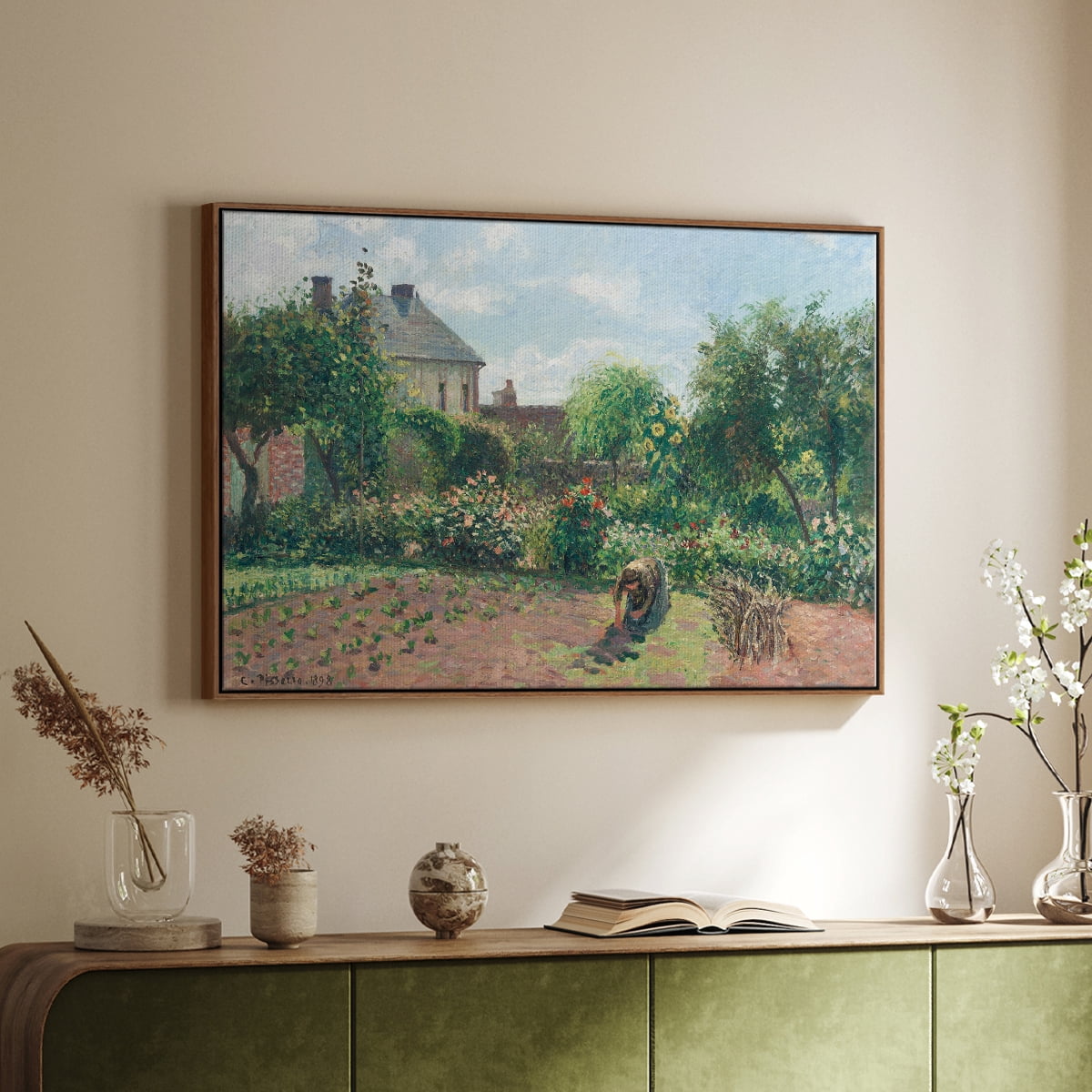 Vintage Landscape-CCLII By Wexford Home Framed in Walnut Wood Gallery Wrapped Canvas 25 in. x 37 in.