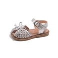 thumbnail image 5 of Girls Sandals Bow Woven Closed Toe Breathable Kids Little Kid Silver Adjustable Non-Slip Summer Shoes,Size 8 M, 5 of 7